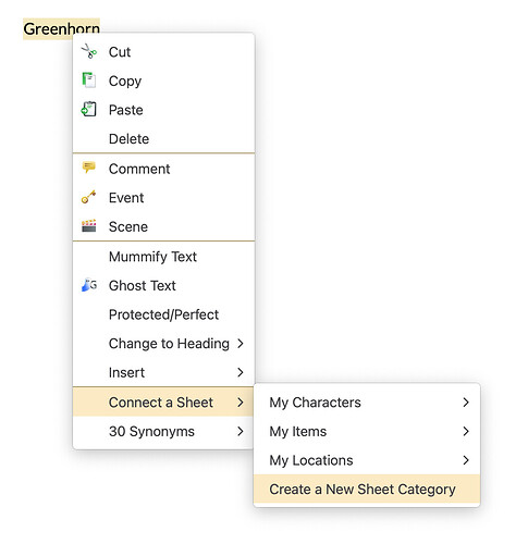 Create New Sheet Category