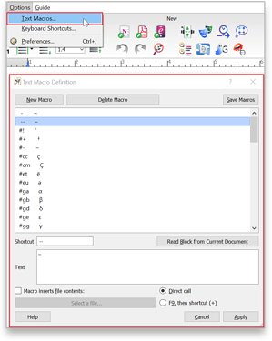 Text macros