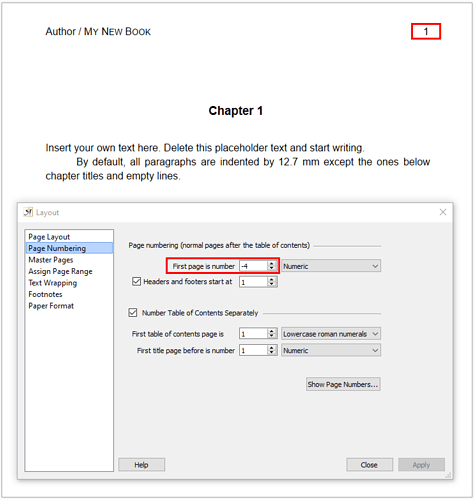 Page numbering