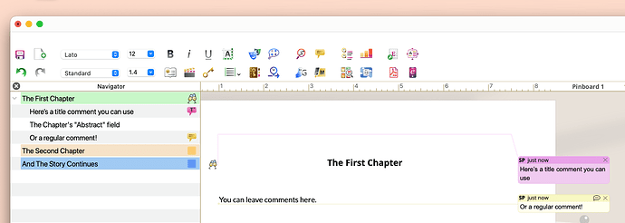 Comments in the Main View