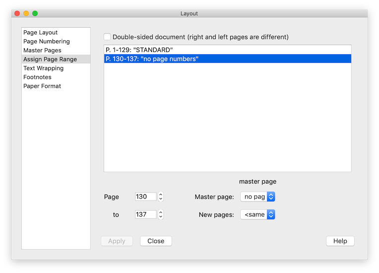Assign Page Range